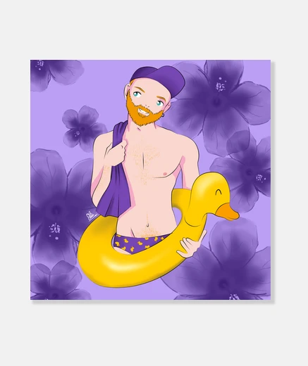 Wall canvas boy float duck 02