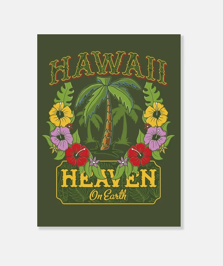 Wall canvas hawaii flowers palm trees color