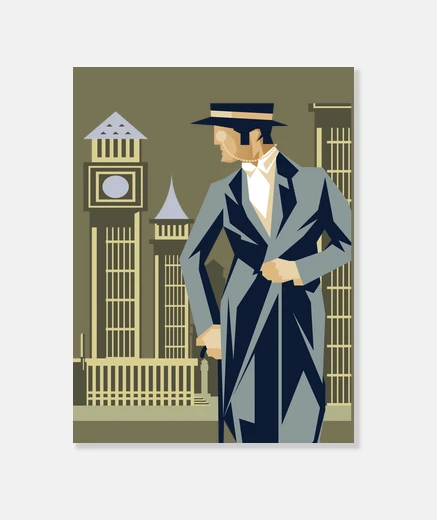 Wall canvas london art deco retro clock
