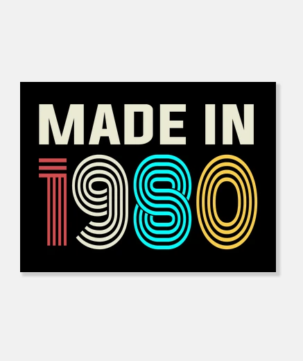 Wall canvas made in 1980 retro vintage 80s birthday gift idea