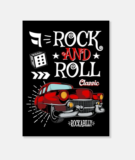 Wall canvas rock rockabilly classic cars rockers vintage retro rock n roll