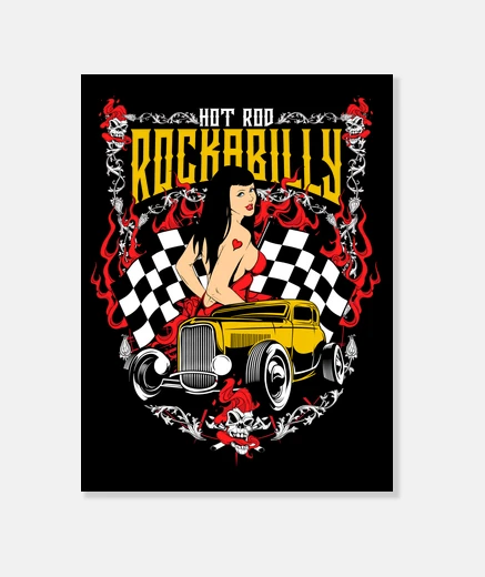 Wall canvas rock rockabilly music rockers psychobilly vintage hotrod sexy pinup