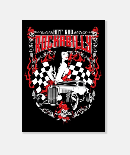 Wall canvas rock rockabilly music rockers psychobilly vintage hotrod sexy pinup