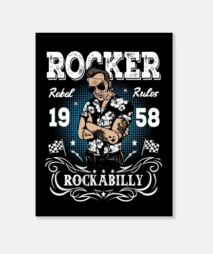 Wall canvas rocker rockabilly 1958 retro rock