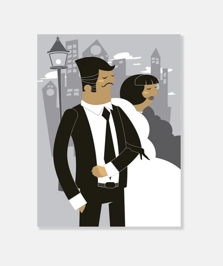 Wall canvas wedding just married marriage couple boyfriends vintage art