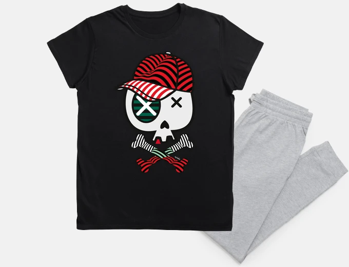 Pigiama cap rosso skull p