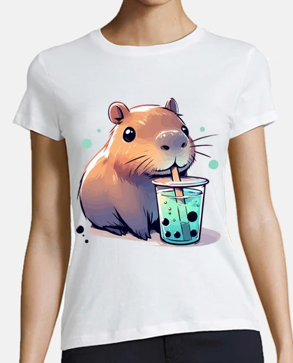 T-shirt capibara beve il tè boba