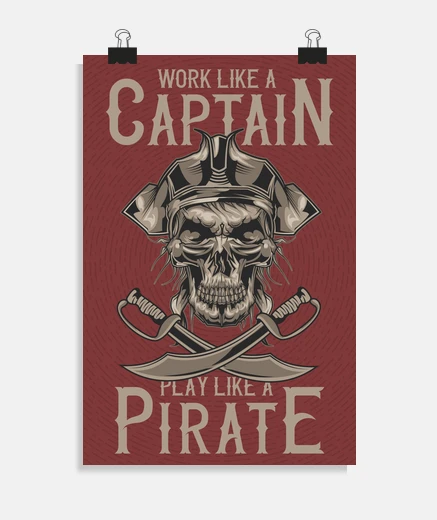 Poster capitaine pirate navires au trésor crânes capitaine rétro illustration vintage