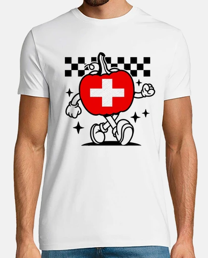T-shirt capitale della bandiera ambulante del pepe svizzero