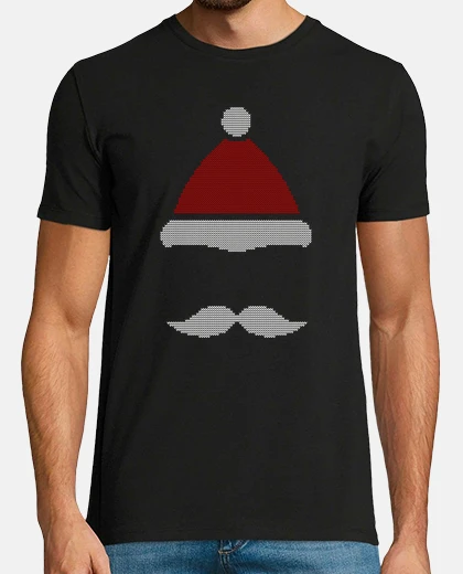T-shirt Cappello da Babbo Natale Mustache Ugly Christmas Sweater