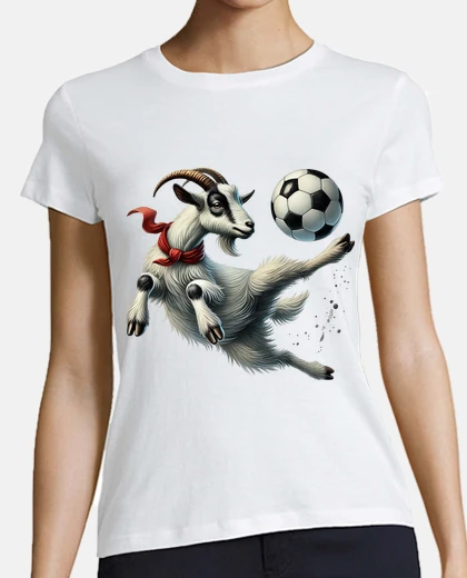 T-shirt capra che gioca a calcio maglia da sostenitore con scollo a v