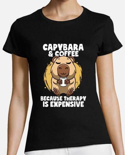 Playera capybara and coffee cute capybara zoolo