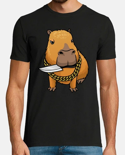 Tee-shirt capybara avec couteau rongeur drôle