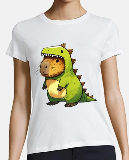 Tee-shirt capybara esquissé en costume de dinosau
