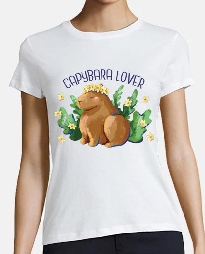 Playera capybara lovers lover with flowers