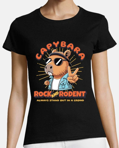Playera capybara rock and rodent
