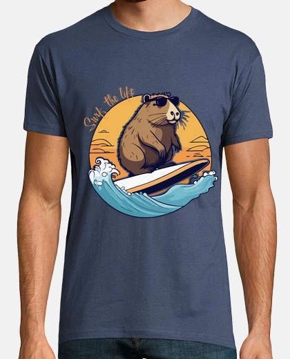 Tee-shirt capybara surf and o
