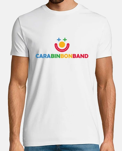 CARA BIN BON BAND - Hombre, manga corta, blanco, calidad extra - Logo CARA BIN BON BAND