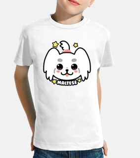 cara de perro kawaii maltés - camisa de niños