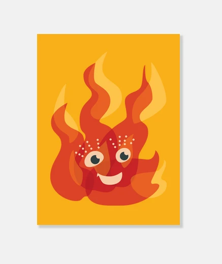 Tableau caractère flamme feu brûlant heureux