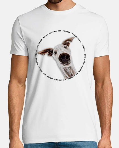 CaraDeGalgo-Camiseta Chico MCBlanco