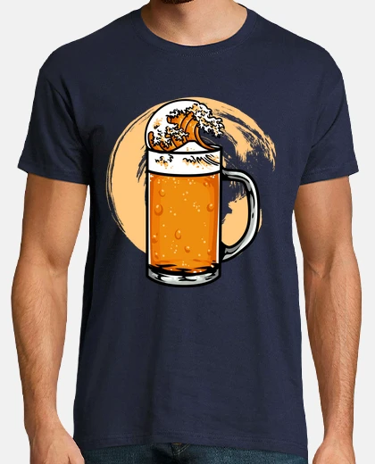 Tee-shirt carafe bière grand vague kanagawa anime manga humour alcool