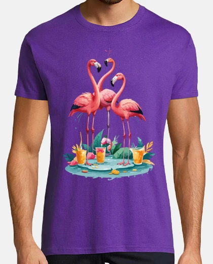 Tee-shirt caraibes latino flamands roses