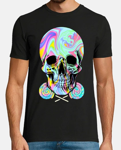 T-shirt caramelle incrociate con teschio
