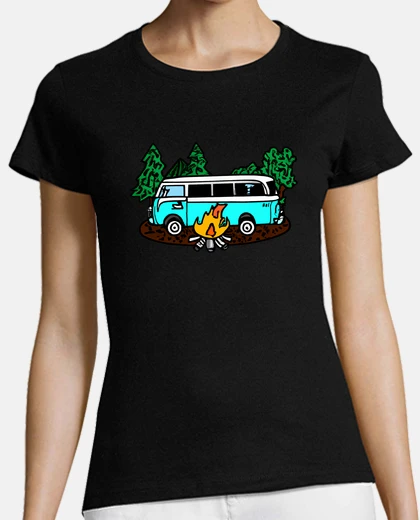 Tee-shirt caravane dessin au trait de couleur