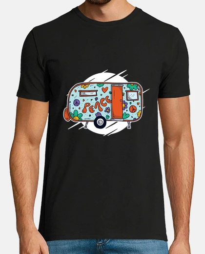 Tee-shirt caravane hippie peace and love ,