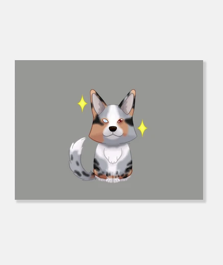 Stampa cardigan corgi blu e beige
