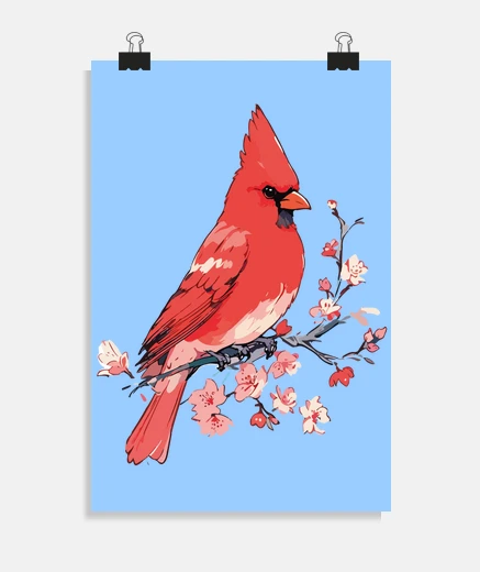 Poster cardinal rouge oiseau de virginie affiche magasin boutique prix chambre photo poster 