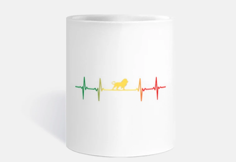 Tazza cardiogramma verde giallo e rosso rasta
