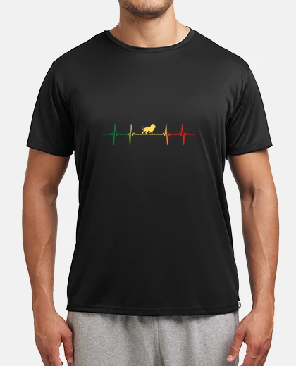 Tee-shirt cardiogramme vert, jaune et rouge rasta