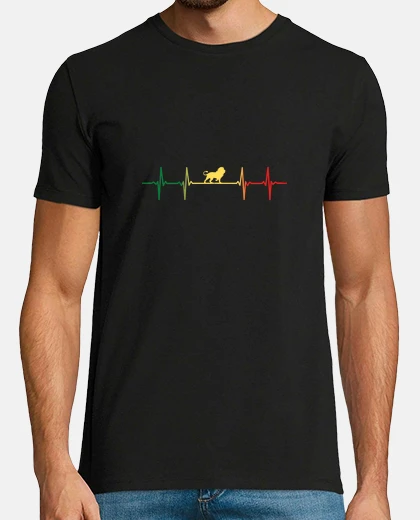 Tee-shirt cardiogramme vert, jaune et rouge rasta