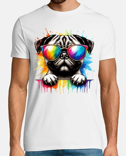 T-shirt carlino cane divertente colorato
