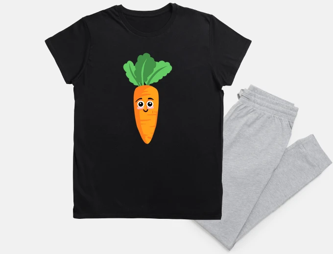 Pyjama carotte veggie avec des yeux. humoristique .