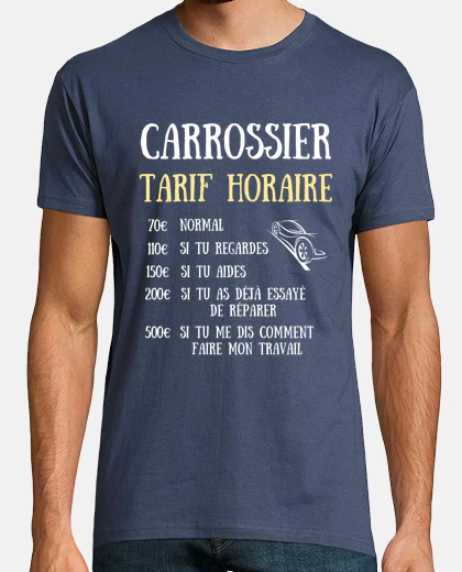 Tee-shirt carrossier tarif horaire humour mécano