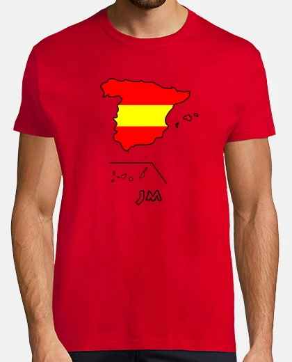Tee-shirt carte de l'espagne avec le drapeau rouge et jaune