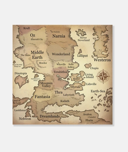Tableau carte du monde fantastique