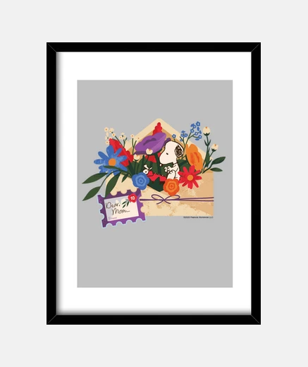 Cadre carte fleur snoopy