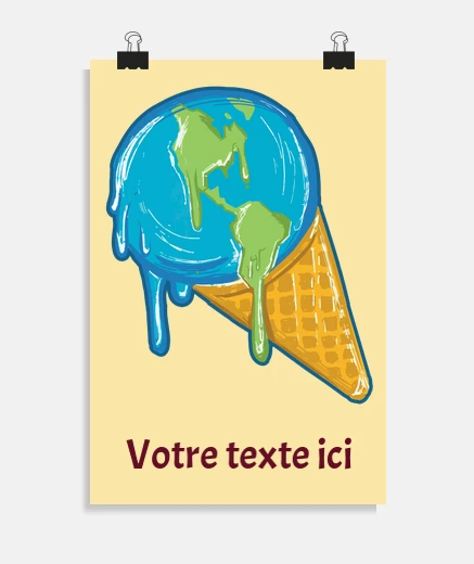 cartel de helado derretido sobre calentamiento global cartel de estudio de sala de estar de oficina 