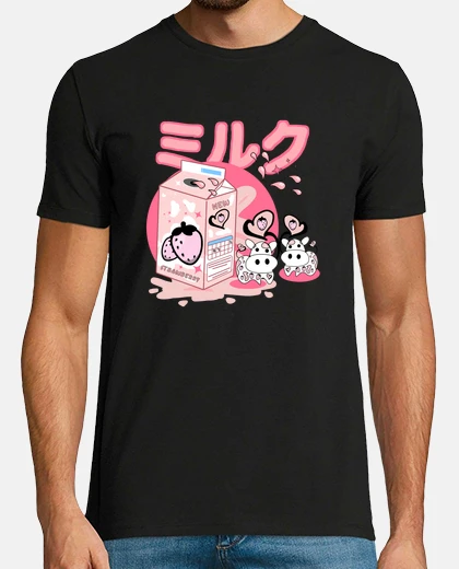 Tee-shirt carton de milk-shake aux fraises drôle japonais rétro années 90