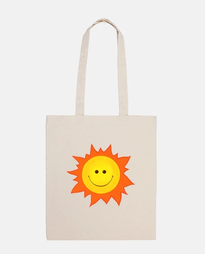 Borsa cartone animato sorridente felice sole