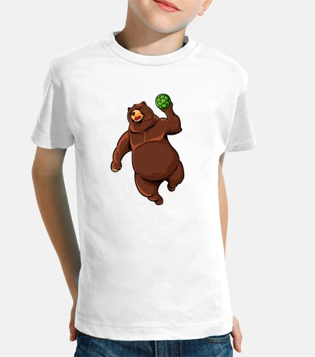 Kids Cartoon bear playing handball