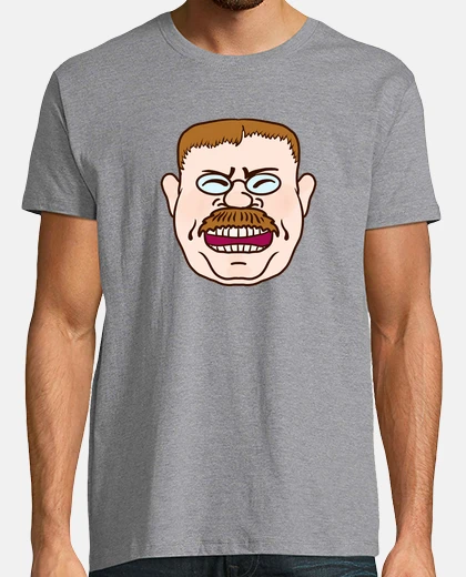 T-shirt Cartoon Face of Teddy Roosevelt Lauging