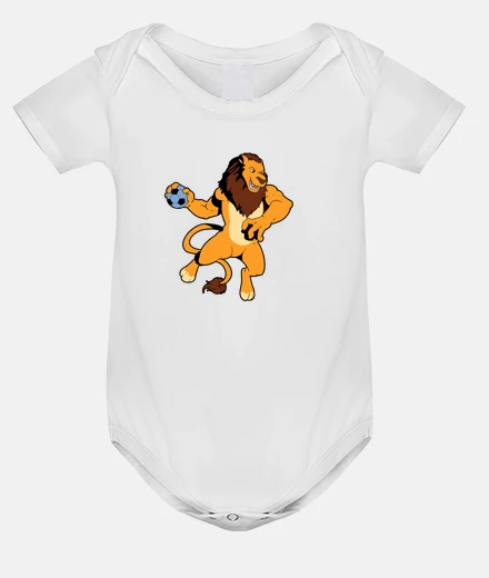 Kids Cartoon lion playing handball