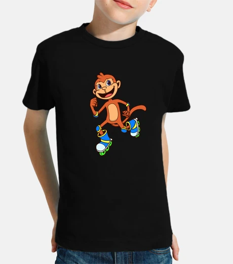 Kids Cartoon monkey riding inline skates