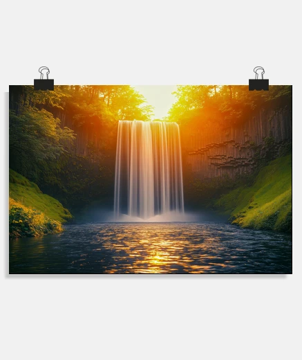 Poster cascade rivière nature forêt paysage