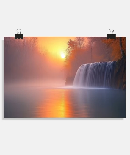 Poster cascade rivière nature forêt paysage